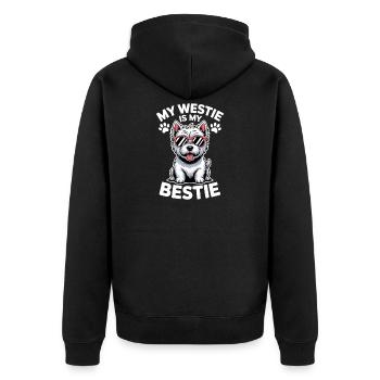 West Highland White Terrier Spruch Westie Geschenk - Unisex Premium Bio Zip Hoodie - Schwarz - Hinten - Nico (187cm)