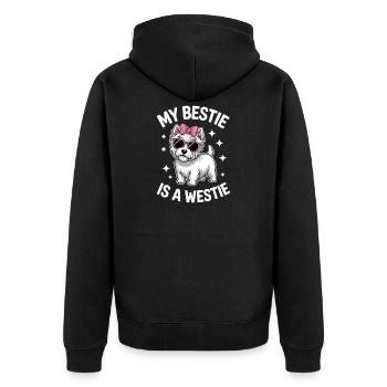 West Highland White Terrier Spruch Westie Geschenk - Unisex Premium Bio Zip Hoodie - Schwarz - Hinten - Nico (187cm)
