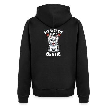 West Highland White Terrier Spruch Westie Geschenk - Unisex Premium Bio Zip Hoodie - Schwarz - Hinten - Nico (187cm)