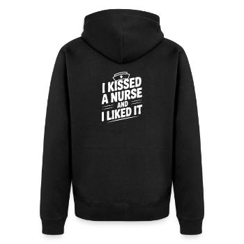 I Kissed a Nurse and I Liked It - Unisex Premium Organic Zip Hoodie - black - Back - Nico (187cm)