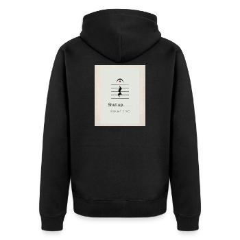 Shut up – Volume Zero Minimal Design - Unisex Premium Organic Zip Hoodie - black - Back - Nico (187cm)
