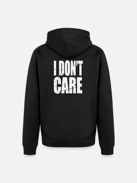 Don't Care Grunge Lettering - Unisex Premium Organic Zip Hoodie - black