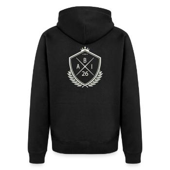 Abi Wappen Abitur - Unisex Premium Bio Zip Hoodie - Schwarz - Hinten - Nico (187cm)