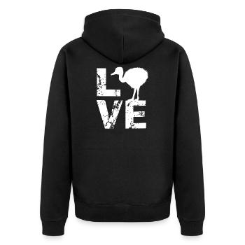 Nandu, ostrich head, emu, ostrich - Unisex Premium Organic Zip Hoodie - black - Back - Nico (187cm)