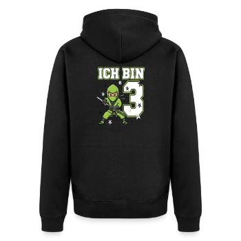 Ich bin 3 Ninja 3. Geburtstag Grüne Karate - Unisex Premium Bio Zip Hoodie - Schwarz - Hinten - Nico (187cm)