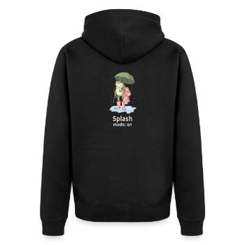Funny Frog in Rain - Splash mode on - Unisex Premium Organic Zip Hoodie - black - Back - Nico (187cm)