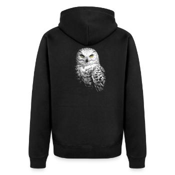 Schneeeule - Unisex Premium Bio Zip Hoodie - Schwarz - Hinten - Nico (187cm)