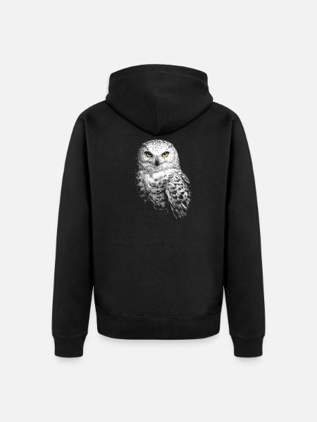 Schneeeule - Unisex Premium Bio Zip Hoodie - Schwarz