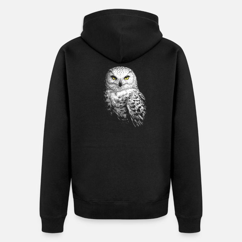Schneeeule - Unisex Premium Bio Zip Hoodie - Schwarz
