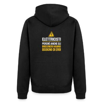 Gift Master Electricity Engineers - Unisex Premium Bio Zip Hoodie - Schwarz - Hinten - Nico (187cm)
