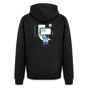 Escape Key Hero Retro Gamer Tastenkappe - Unisex Premium Bio Zip Hoodie - Schwarz - Hinten - Nico (187cm)
