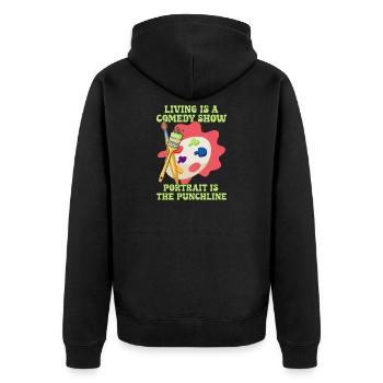 Artist Painter Graphic Portrait Is The Punchline - Unisex Premium Organic Zip Hoodie - black - Back - Nico (187cm)