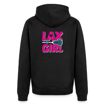 Lax Girl Pink Lacrosse Design - Unisex Premium Organic Zip Hoodie - black - Back - Nico (187cm)