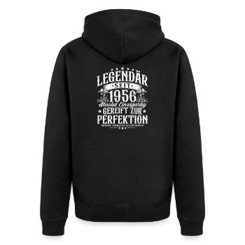 Legendary Since 1956 Vintage Birthday Gift - Unisex Premium Organic Zip Hoodie - black - Back - Nico (187cm)