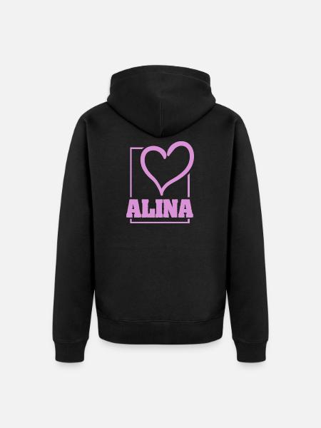 Geschenk für Alina - Unisex Premium Bio Zip Hoodie - Schwarz