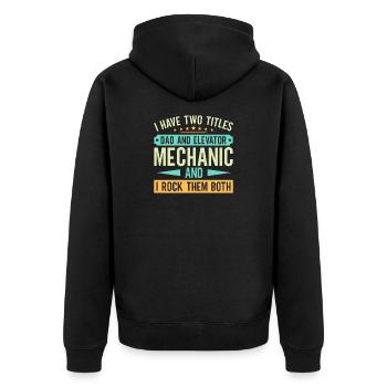 Elevator Mechanic - Dad And Elevator Mechanic - Unisex Premium Organic Zip Hoodie - black - Back - Nico (187cm)