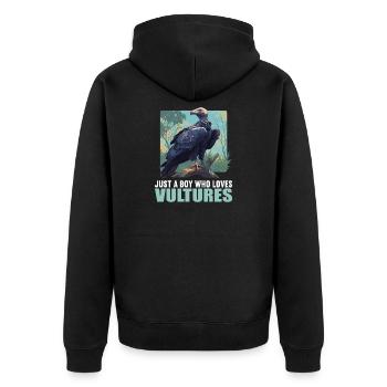 Geier - Unisex Premium Bio Zip Hoodie - Schwarz - Hinten - Nico (187cm)