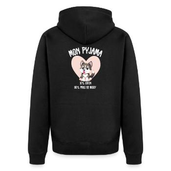 Lustige Husky-Hundepyjamas - Unisex Premium Bio Zip Hoodie - Schwarz - Hinten - Nico (187cm)