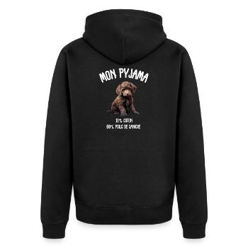 Pyjama Chien Caniche Humour - Veste à capuche bio Premium Unisexe - noir - Dos - Nico (187cm)