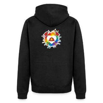 Feuerwehr Pride Herz Helm Regenbogen Axt - Unisex Premium Bio Zip Hoodie - Schwarz - Hinten - Nico (187cm)
