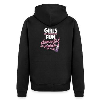 Girls Just Wanna Have Fun-damental Rights - Unisex Premium Bio Zip Hoodie - Schwarz - Hinten - Nico (187cm)