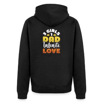 Dad father of three girls daughters - Unisex Premium Organic Zip Hoodie - black - Back - Nico (187cm)