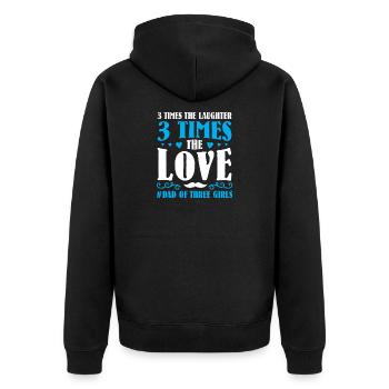 Dad father of three girls daughters - Unisex Premium Organic Zip Hoodie - black - Back - Nico (187cm)