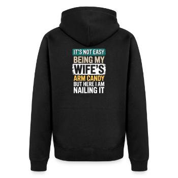 Ehefrau Sprüche Ehefrauen Lustige Ehefrau Geschenk - Unisex Premium Bio Zip Hoodie - Schwarz - Hinten - Nico (187cm)