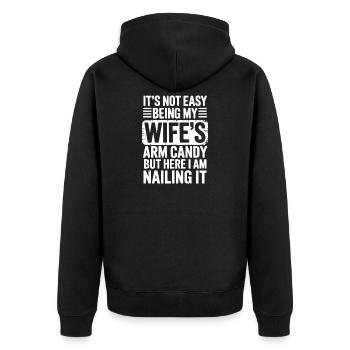 Ehefrau Sprüche Ehefrauen Lustige Ehefrau Geschenk - Unisex Premium Bio Zip Hoodie - Schwarz - Hinten - Nico (187cm)