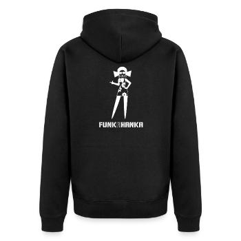 FUNK A HANKA - Unisex Premium Bio Zip Hoodie - Schwarz - Hinten - Nico (187cm)