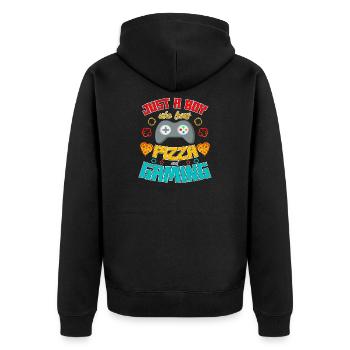 Juste un garçon qui adore la pizza et les jeux vidéo - Veste à capuche bio Premium Unisexe - noir - Dos - Nico (187cm)