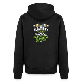 St. Patricks Day Geburtstagsmädchen Clover Irish March - Unisex Premium Bio Zip Hoodie - Schwarz - Hinten - Nico (187cm)