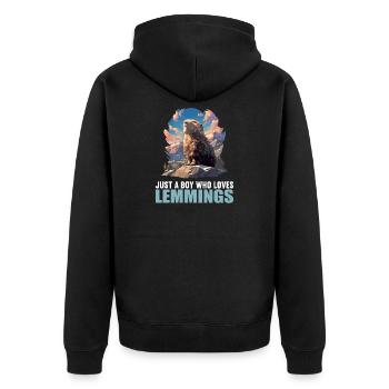 Lemmings Lemming - Unisex Premium Organic Zip Hoodie - black - Back - Nico (187cm)