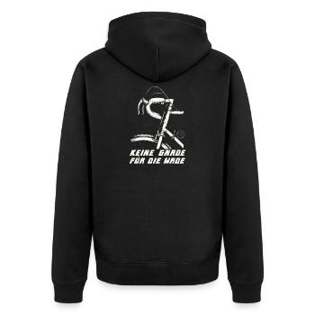Keine Gnade für die Wade - Rennrad Sport - Unisex Premium Bio Zip Hoodie - Schwarz - Hinten - Nico (187cm)