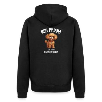 Pyjama Chien Caniche Humour - Veste à capuche bio Premium Unisexe - noir - Dos - Nico (187cm)