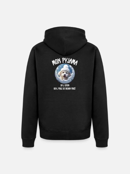 Lustiger Hund Bichon-Schlafanzug - Unisex Premium Bio Zip Hoodie - Schwarz