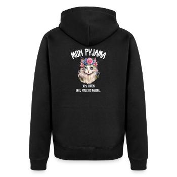 Ragdoll Humor Katzenhaar-Schlafanzug - Unisex Premium Bio Zip Hoodie - Schwarz - Hinten - Nico (187cm)