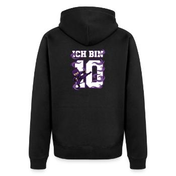 Ich bin 10 Ninja 10. Geburtstag Lila - Unisex Premium Bio Zip Hoodie - Schwarz - Hinten - Nico (187cm)