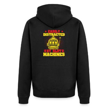 Gambling Fan Easily Distracted By Casino - Unisex Premium Bio Zip Hoodie - Schwarz - Hinten - Nico (187cm)