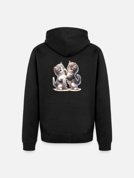 Kätzchenfreundschaft Illustration - Unisex Premium Bio Zip Hoodie - Schwarz