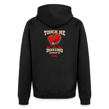 Touche-moi d’abord Leçon de boxe Tee Art de combattant gratuit - Veste à capuche bio Premium Unisexe - noir - Dos - Nico (187cm)