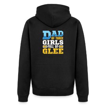 Dad father of three girls daughters - Unisex Premium Organic Zip Hoodie - black - Back - Nico (187cm)