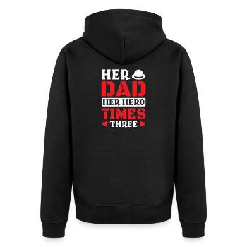 Dad father of three girls daughters - Unisex Premium Organic Zip Hoodie - black - Back - Nico (187cm)