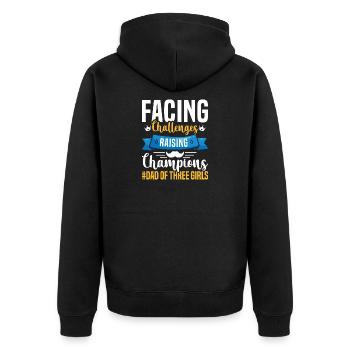 Dad father of three girls daughters - Unisex Premium Organic Zip Hoodie - black - Back - Nico (187cm)