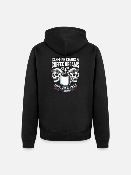 Kaffeechaos Skulls Morgenjunkie Design - Unisex Premium Bio Zip Hoodie - Schwarz