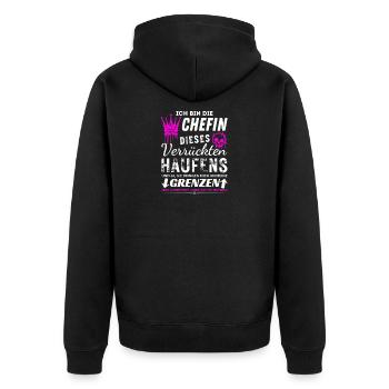 Chefin dieses Verrückten Haufens Chefin Geschenke - Veste à capuche bio Premium Unisexe - noir - Dos - Nico (187cm)