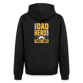 Dad father of three girls daughters - Unisex Premium Organic Zip Hoodie - black - Back - Nico (187cm)