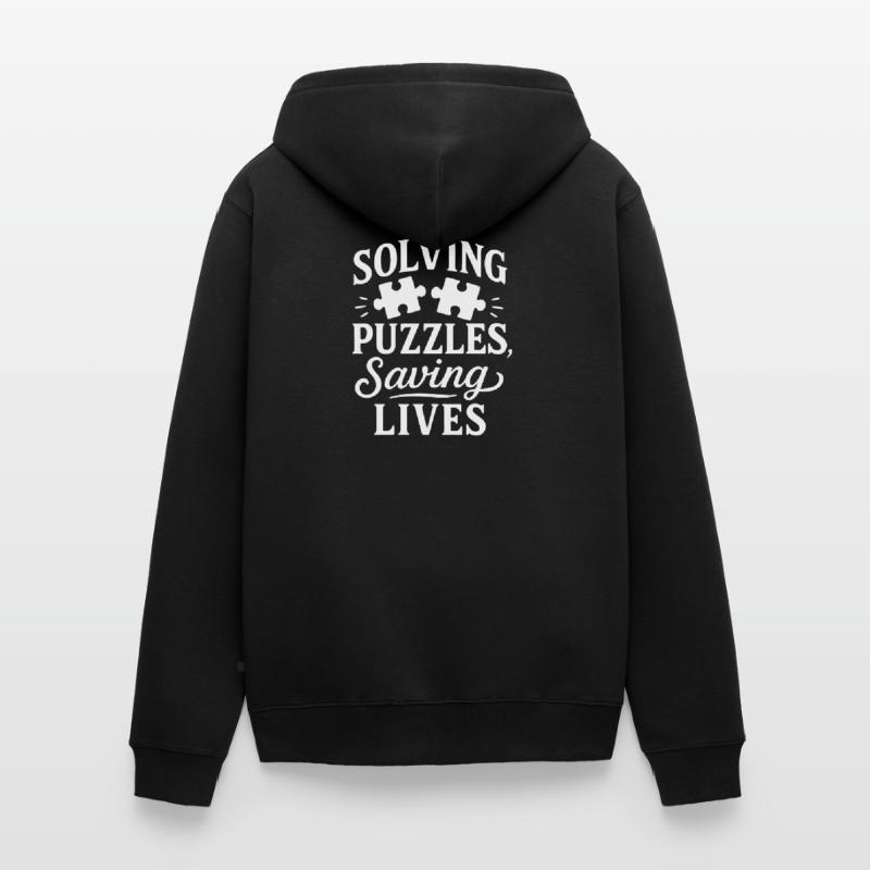 Forensic Nurse Practitioner Puzzles Saving Lives Unisex Premium Bio Zip Hoodie