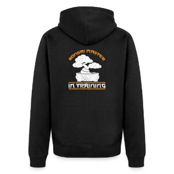 Bonsai Master In Training Zen Gardener Design - Unisex Premium Organic Zip Hoodie - black - Back - Nico (187cm)