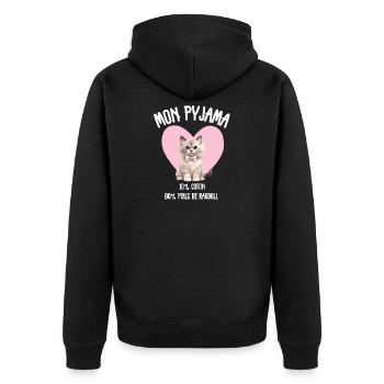 Ragdoll Humor Cat Hair Pajamas - Unisex Premium Organic Zip Hoodie - black - Back - Nico (187cm)